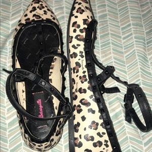 Animal Print Flats w/ Studded Straps
